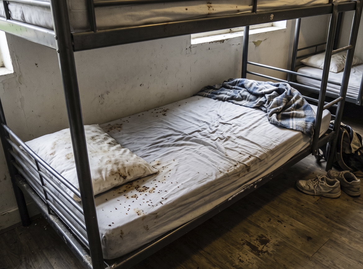 Bed bug infestation on mattress
