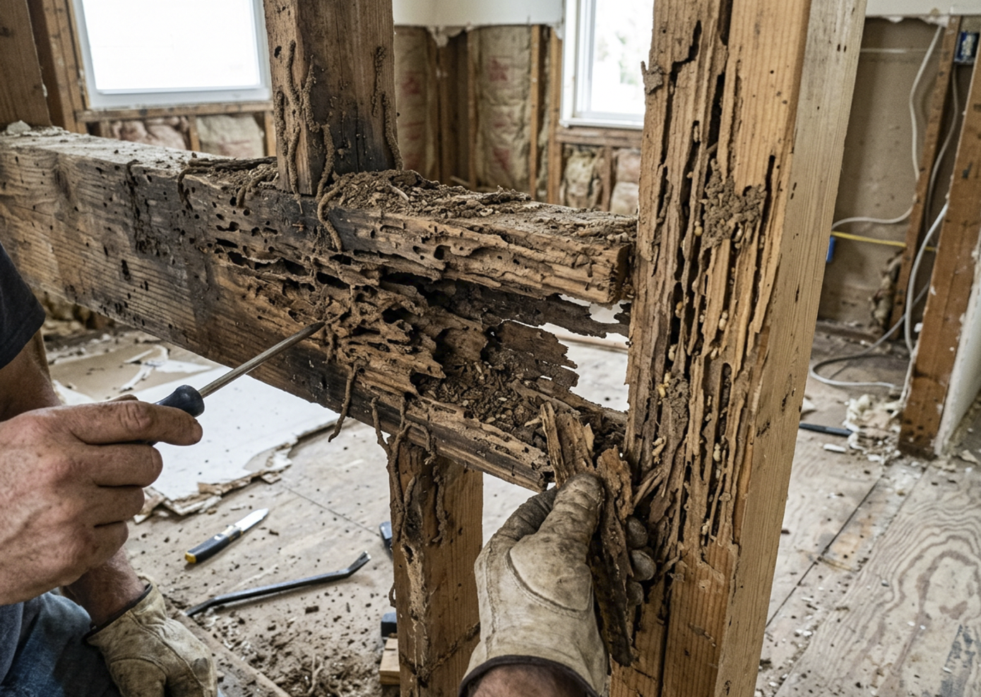 Termite damage to timber