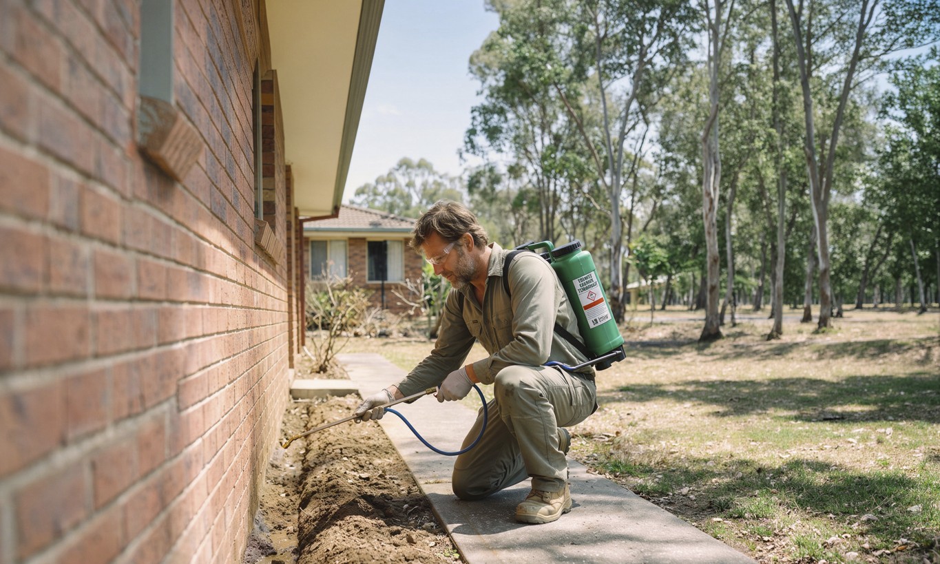 Termite treatment being conducted